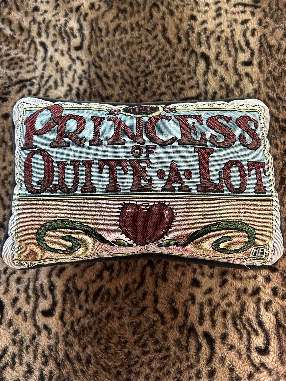 Mary Engelbreit Princess of Quite-a-Lot Pillow - Red, Blue, Green